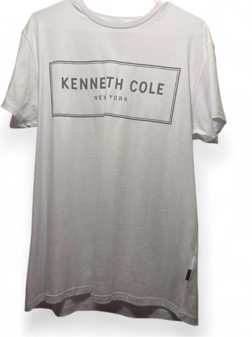 Kenneth Cole White Graphic Box Logo Crew Tee